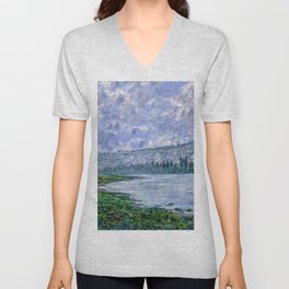 Monet The Seine and the Chaantemesle 1880 V Neck T Shirt