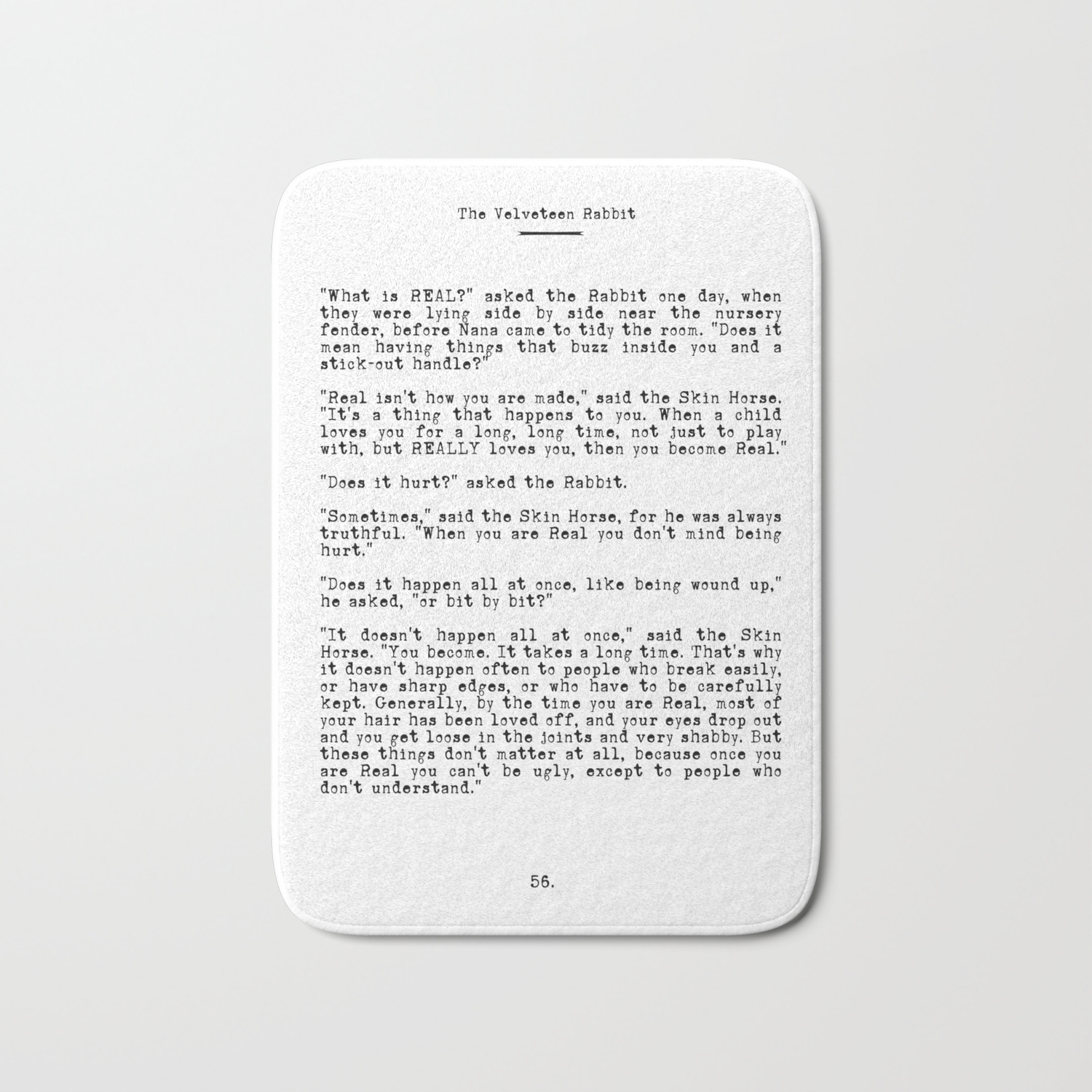 Becoming Real Velveteen Rabbit Quote Bath Mat By Bickspics Society6