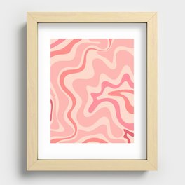 Retro Liquid Swirl Abstract in Soft Pink Recessed Framed Print