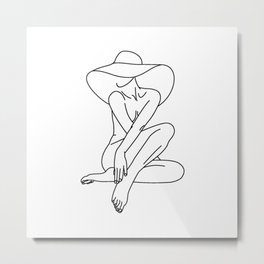 Female Silhouette with a Hat  Metal Print