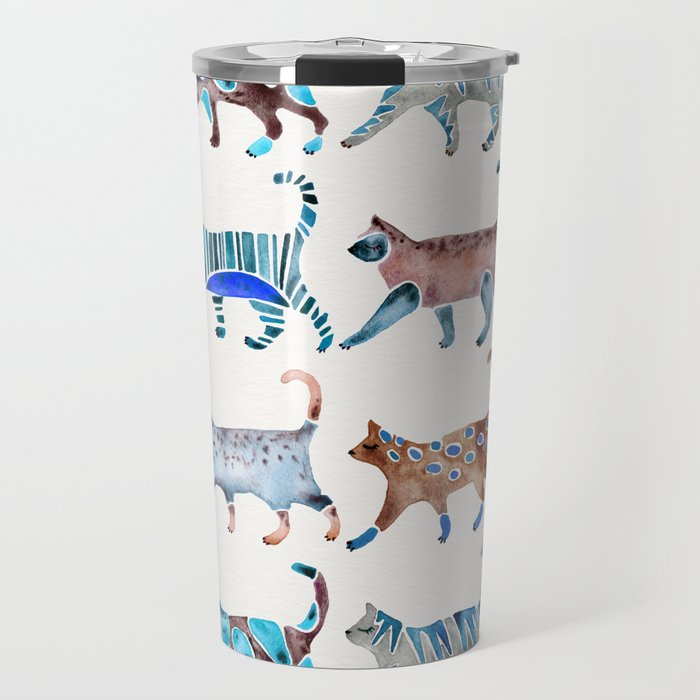 Cat Collection – Blue & Brown Palette Travel Mug