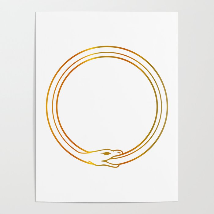The symbol of Ouroboros snake in gold colors Poster