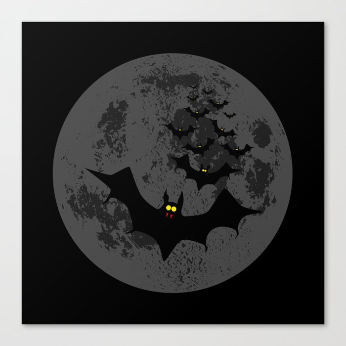Vampire Bats Against The Dark Moon Canvas Print