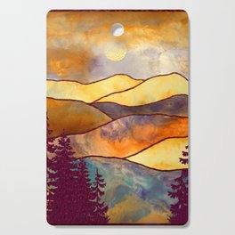 Mountains Landscape watercolor mixed media Cutting Board