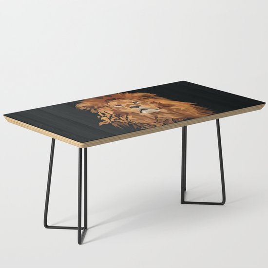 Lion Low Poly Art Print Coffee Table By, Wood Lion Coffee Table