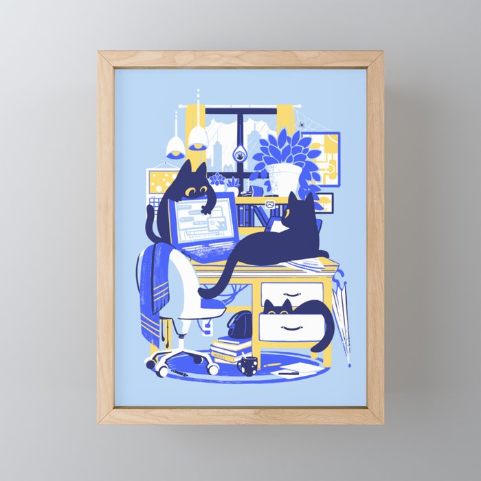 Working From Home Framed Mini Art Print