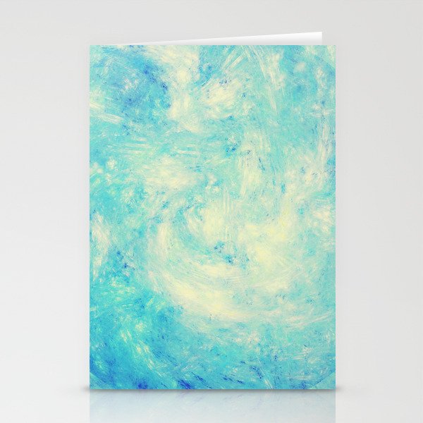 Turquoise and Cream Powder Splash Liquid Swirl Abstract Artwork Stationery Cards