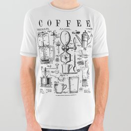 Coffee Drinker Lover Caffeine Addict Vintage Patent Print All Over Graphic Tee
