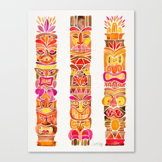 Tiki Totems – Fiery Palette Canvas Print