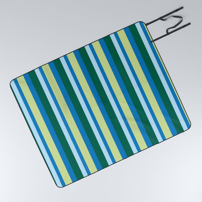 green blue stripe Picnic Blanket