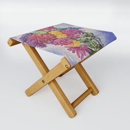 Rainbow Chrysanthemums Folding Stool