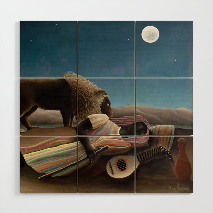 The Sleeping Gypsy, 1897 by Henri Rousseau Wood Wall Art