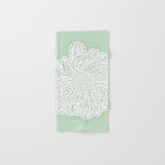 Single White Dahlia Lino Cut Soft Sage Green Hand Bath Towel By Single White Dahlia Lino Cut Soft Sage Green Hand Bath Towel