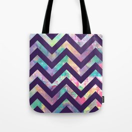 Geometrical purple pink teal watercolor paint chevron Tote Bag