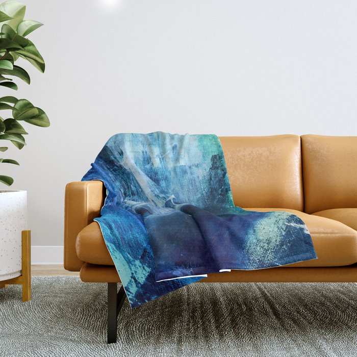 Cerulean [5]: a vibrant blue abstract with texture and layers Throw Blanket