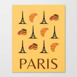 Paris Eiffel Tower Retro Modern Boho Art Decor Yellow Mustard Illustration  Canvas Print