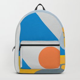 Road dwindling upon the mountains vintage artwork Backpack | Hipster, Road, Yellow, Blacktop, 80S, Mountainroads, Blue, Aspens, Vintage, Retro 
