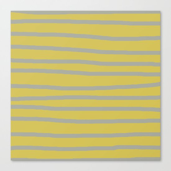 Simply Drawn Stripes Retro Gray on Mod Yellow Canvas Print