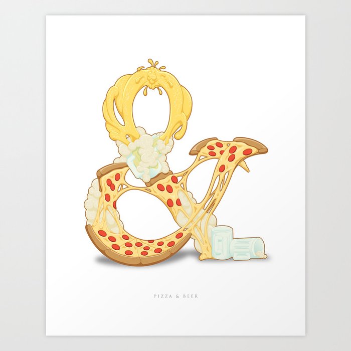 Pizza & Beer Art Print