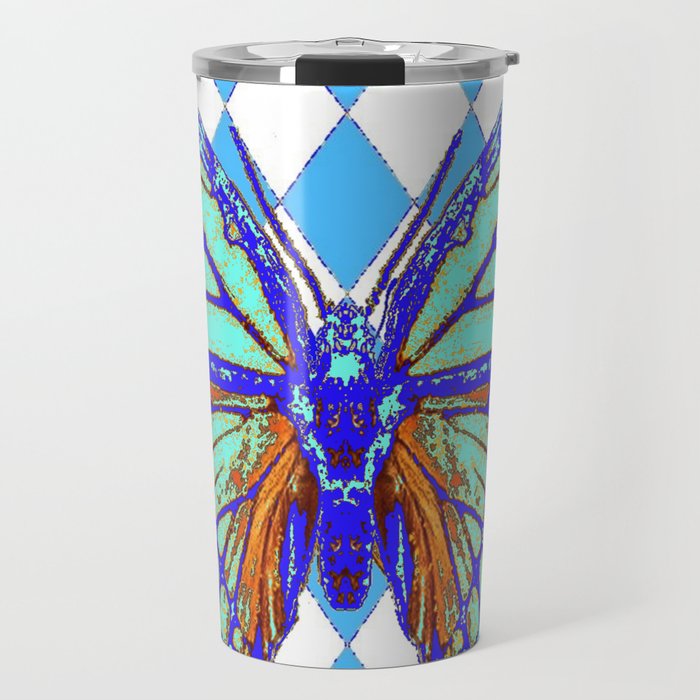ABSTRACTED BLUE MONARCH BUTTERFLY PATTERN Travel Mug