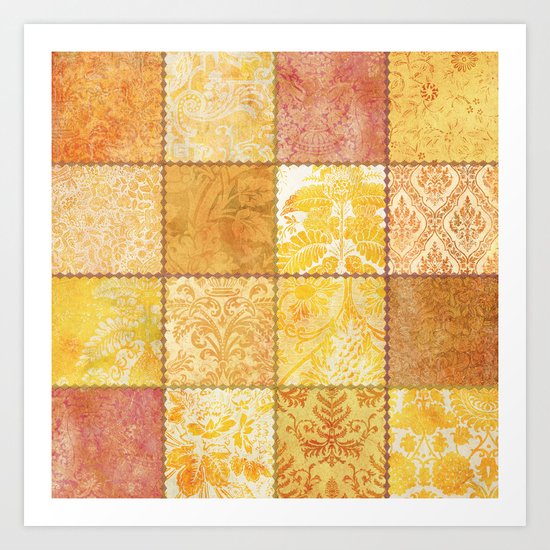 Orange Patchwork Art Print