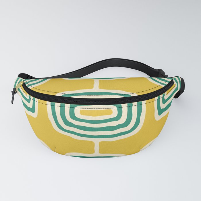 Mid Century Modern Atomic Rings Pattern 138 Green and Yellow Fanny Pack