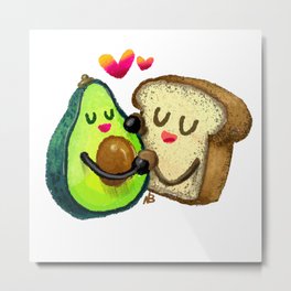 Avocado Toast Metal Print | Colored Pencil, Kawaii, Breakfast, Foodie, Cartoon, Avocado, Food, Illustration, Avocadotoast, Love 