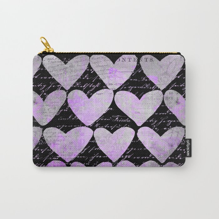 Pink Purple Heart Typography Pattern Carry-All Pouch