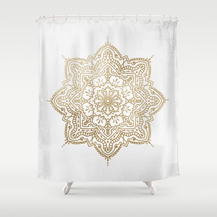 Mandala - Sepia Gray pattern 3 Shower Curtain