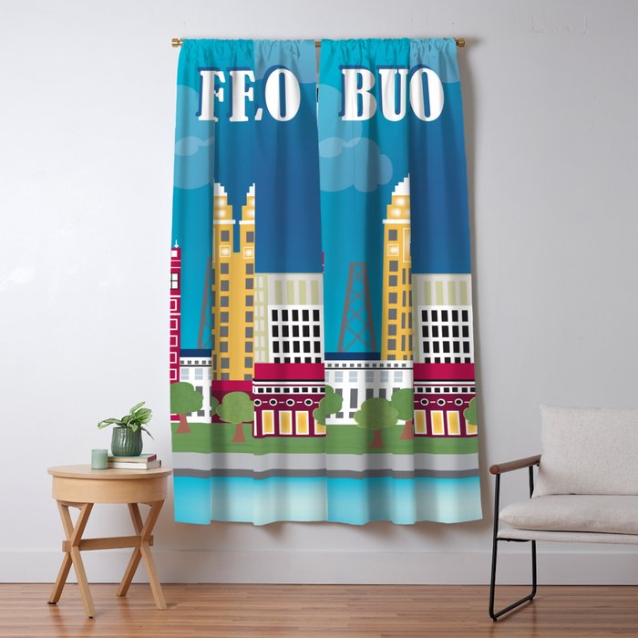 Buffalo New York Skyline Illustration By Loose Petals Blackout