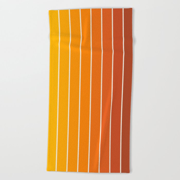 Gradient Arch IX Retro Orange Mid Century Modern Rainbow Beach Towel