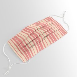 [ Thumbnail: Light Coral and Bisque Colored Stripes/Lines Pattern Face Mask ]