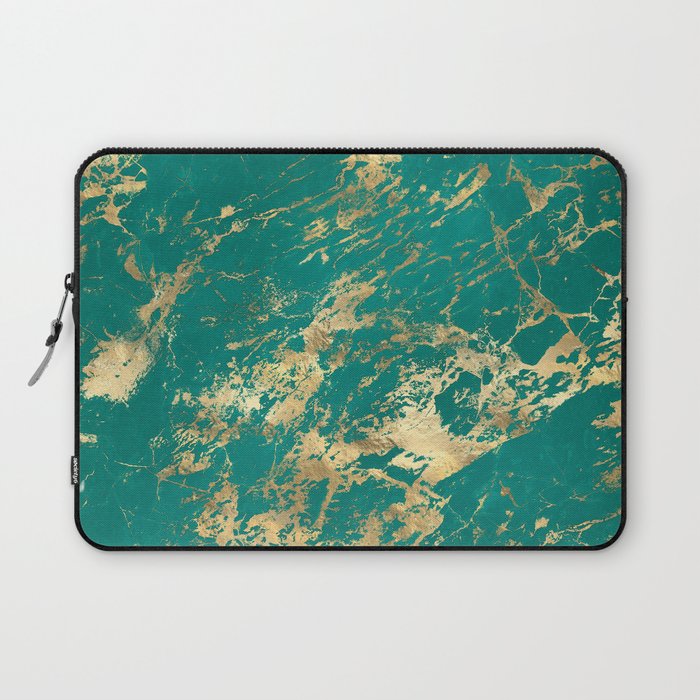 Teal & Gold Marble 06 Laptop Sleeve