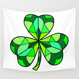 Stained Glass Green Irish Clover Wall Tapestry