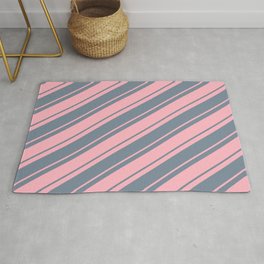 [ Thumbnail: Light Pink & Light Slate Gray Colored Lines Pattern Rug ]