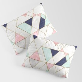 Mod Triangles - Navy Blush Mint Pillow Sham