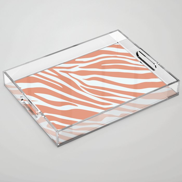 Mid Century Modern Zebra Print Pattern - Brown and White Acrylic Tray