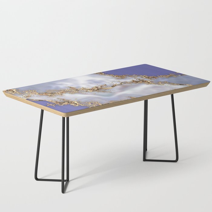 Very Peri and Pearl Gold Splatter Abstract Coffee Table