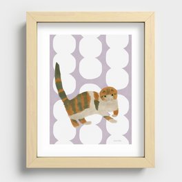 Round Shape and Cat - Brown and Light Purple Recessed Framed Print