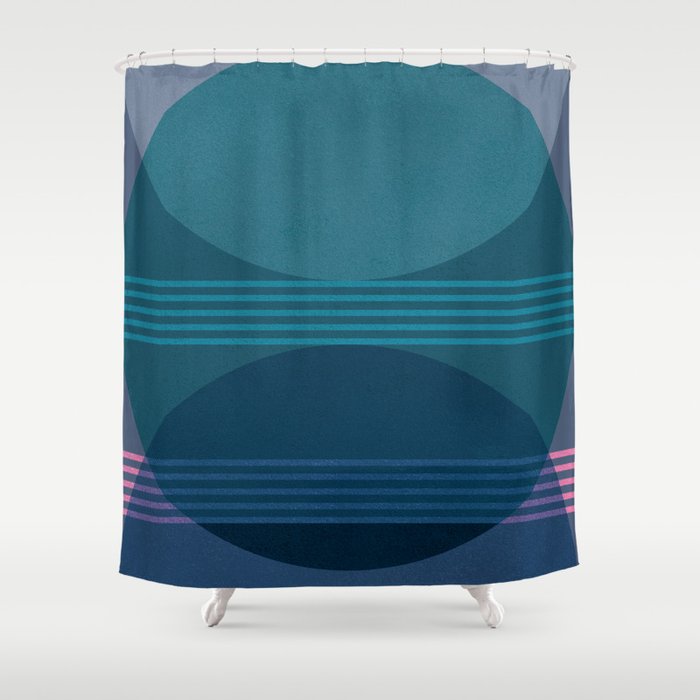 Abstraction_BLUE_LANDSCAPE_MOONLIGHT_NATURE_POP_ART_)521A Shower Curtain
