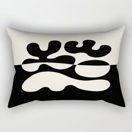 Mid Century Modern Organic Abstraction 235 Black and Ivory White Rectangular Pillow