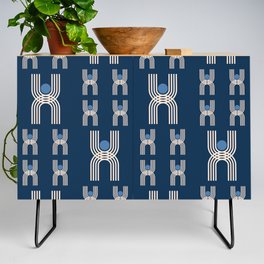 Sunny Teal Blue Arch Abstract Credenza