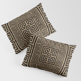 Greek Key Ornament - Greek Meander -Black on gold Pillow Sham