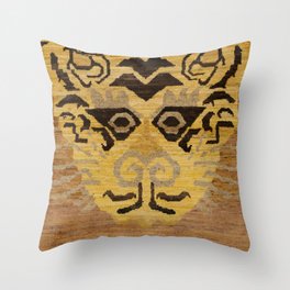Tiger Rug 19th Century Authentic Colorful Wild Zoo Animal Vintage Patterns Throw Pillow