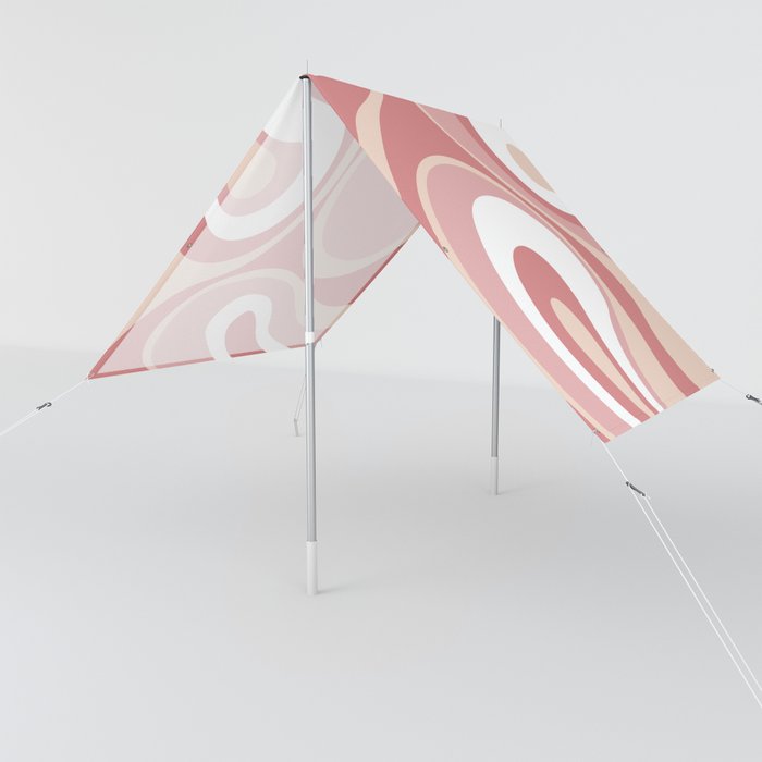 Psychedelic Retro Abstract Design in Pink, Peach and White Sun Shade