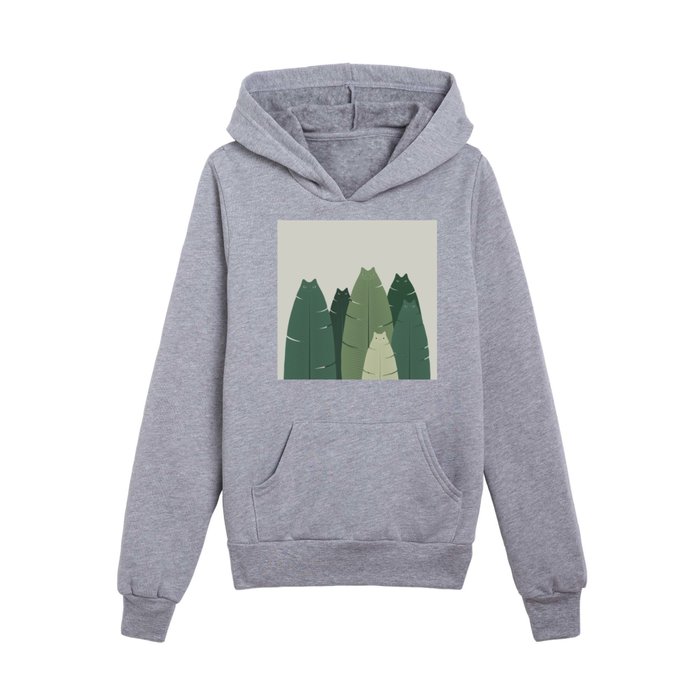 Cat and Plant 70 Meownana Leafs Kids Pullover Hoodie