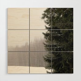 Pine tree in winter landscape Finland Wood Wall Art