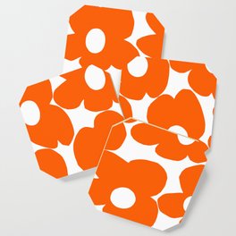 Orange Retro Flowers White Background #decor #society6 #buyart Coaster