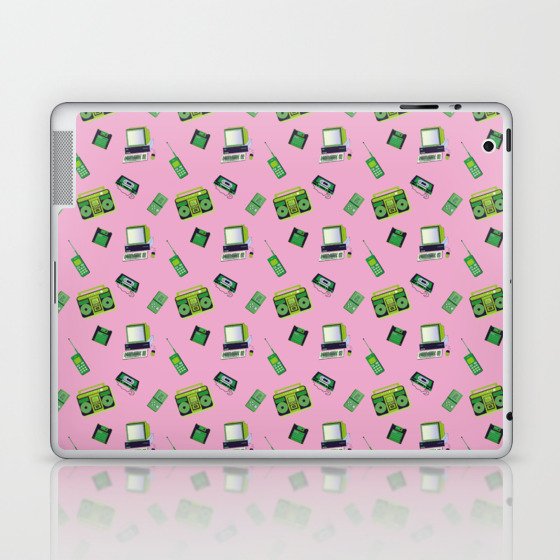 Fancy pink and green pattern design, retro technology Laptop & iPad Skin