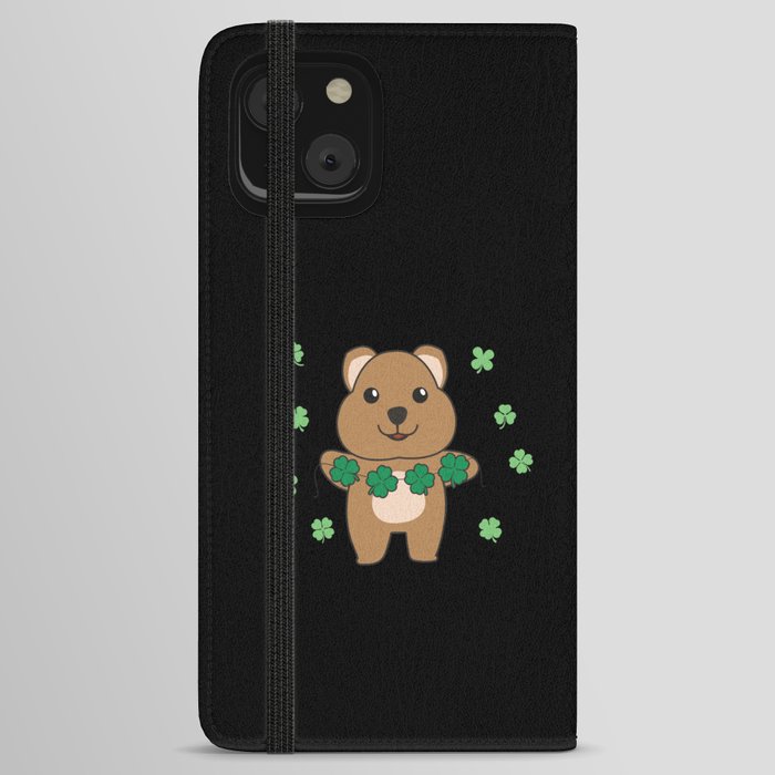 Quokka With Shamrocks Cute Animals For Good Luck iPhone Wallet Case